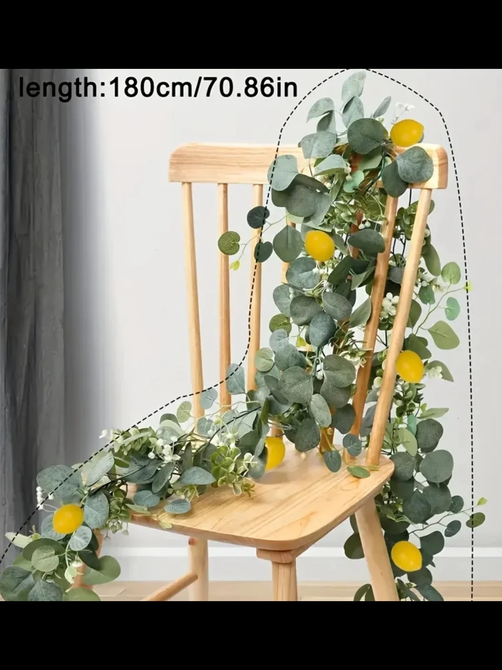 Eucalyptus Garland Table Runner with Yellow Lemon Accents